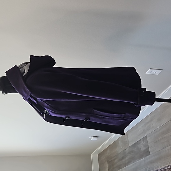 Calvin Klein | Purple Hooded Wool Peacoat Jacket | Womens Size 2 - Picture 3 of 9